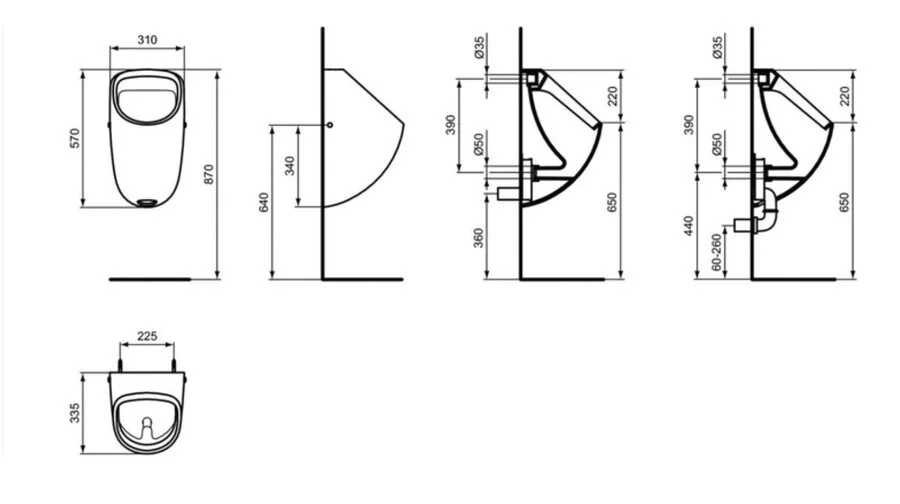 Писсуар подвесной Ideal Standard Connect белый E567101 (детальная фотография), современные, hi-tech