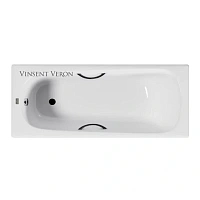 Чугунная ванна Vinsent Veron Concept VCO1607042H/VH0015BL, 160 x 70 см, ручки черные матовые, цвет белый
