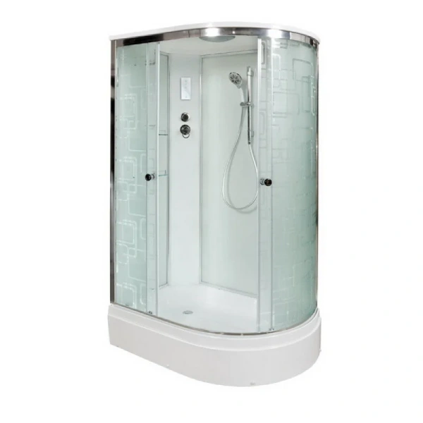 Душевая кабина Deto EM2712 120x80 см с освещением (детальная фотография), стеклянные, матовые, узорчатые