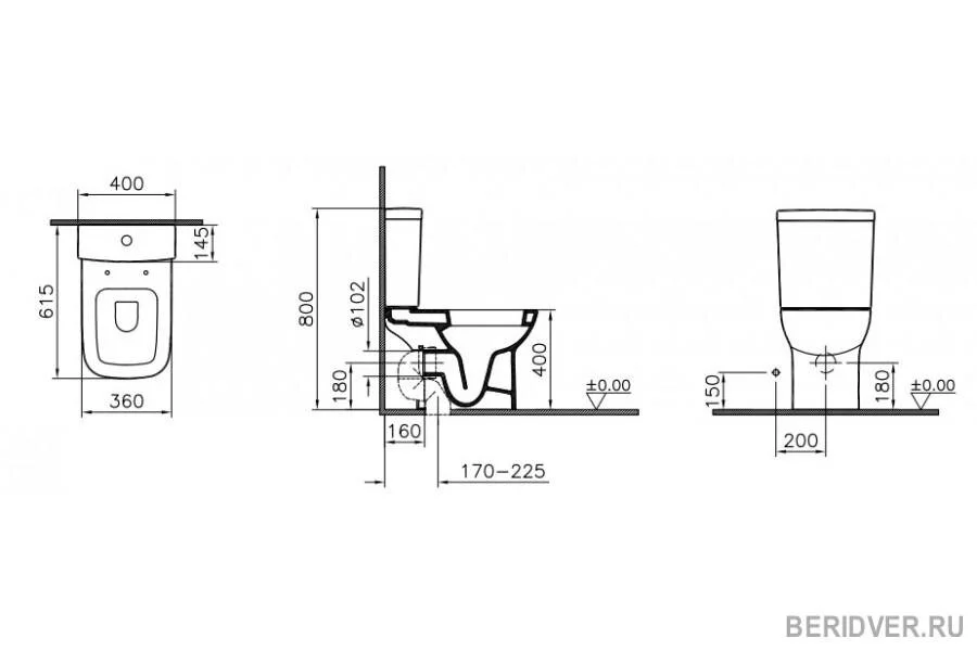 Унитаз с сиденьем микролифт и механизмом смыва Vitra S20 Open-back 9819B003-7202 (детальная фотография), современные, hi-tech