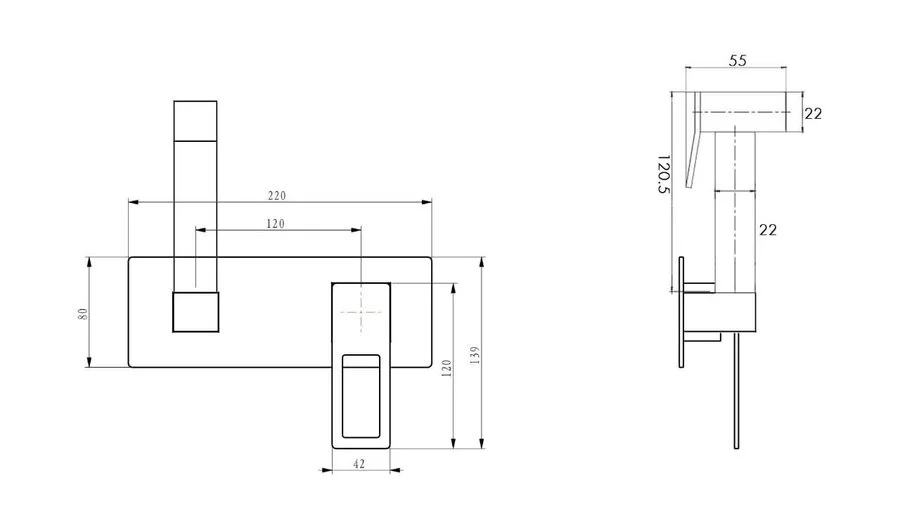 Гигиенический душ со смесителем Boheme Q золото/черный 147-GB (детальная фотография), для туалета