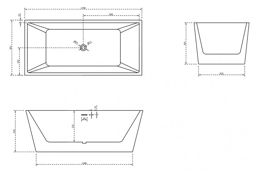 Акриловая ванна Abber 170х80 см отдельностоящая AB9224-1.7 (детальная фотография), современныe, hi-tech