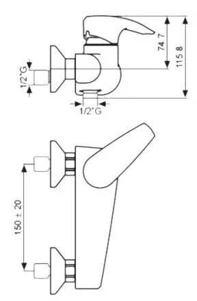 Смеситель для душа Emmevi Kali 75002 75002CR (детальная фотография), для душа