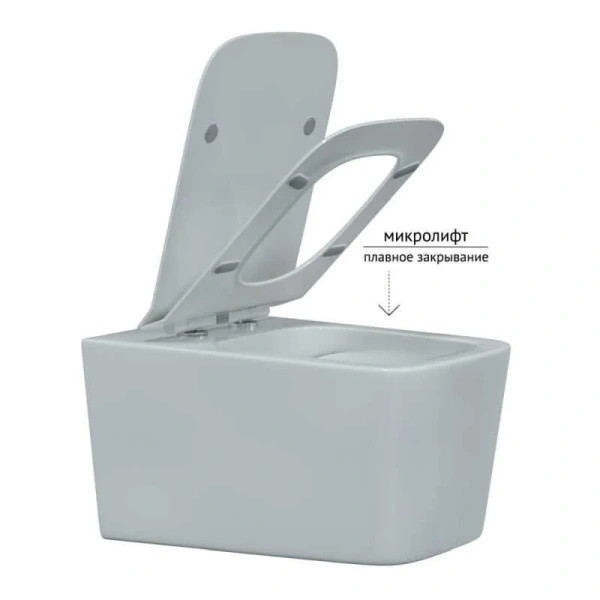 Унитаз подвесной BERGES Floe сиденье быстросъемное 082121 (детальная фотография), без бачка, со скрытым бачком