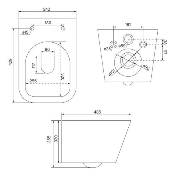 Унитаз подвесной IDDIS Bild черный матовый BILR2BMi25 (детальная фотография), современные, hi-tech