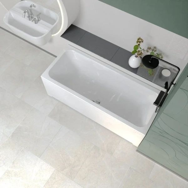 Акриловая ванна Радомир Патрисия 1-01-2-0-1-333К, 185 x 85 см, каркас, фронтальный экран, сифон, слив-перелив автомат в комплекте, белая/хром (детальная фотография), прямоугольные