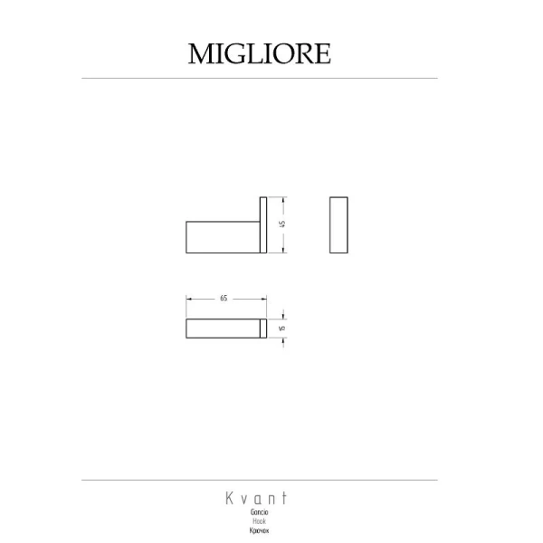 Крючок для ванной Migliore Kvant золото 30238 (детальная фотография), современные, hi-tech