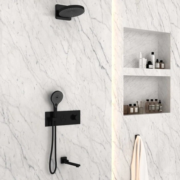 Душевой комплект Vincea с термостатом, черный VSFW-432TI1MB (детальная фотография), современные, hi-tech