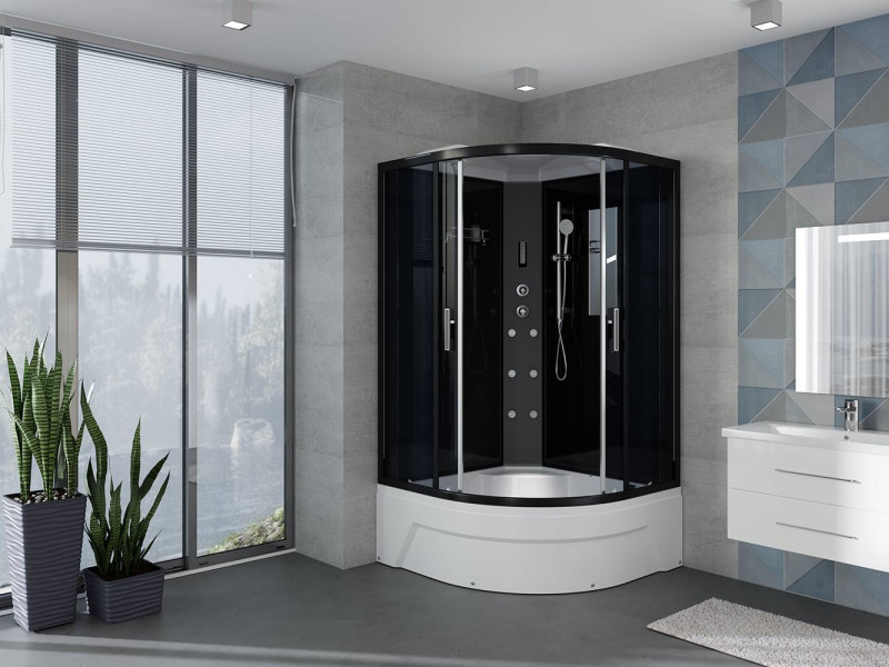 Душевая кабина Erlit Comfort ER5720T 120х120 см угловая (детальная фотография), со стеклянными задними стенками