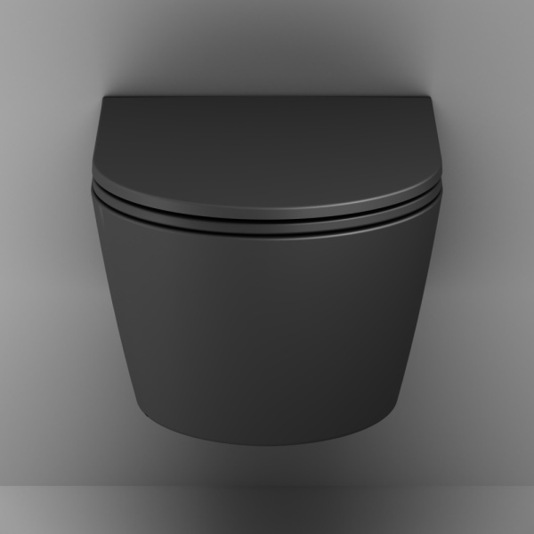 Унитаз подвесной Am.Pm Func черный матовый C8F1701MBSC (детальная фотография), с горизонтальным, прямым выпуском, с прямым выпуском