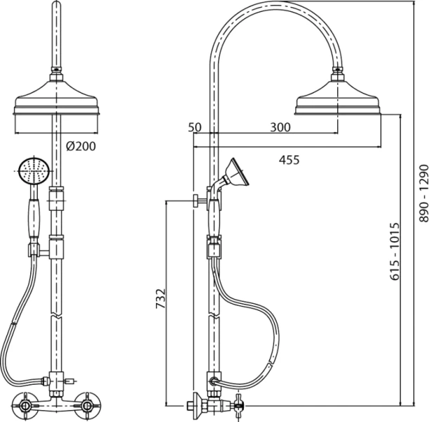 Душевая стойка Cezares Golf хром GOLF-CD-01-Bi (детальная фотография), классические, ретро