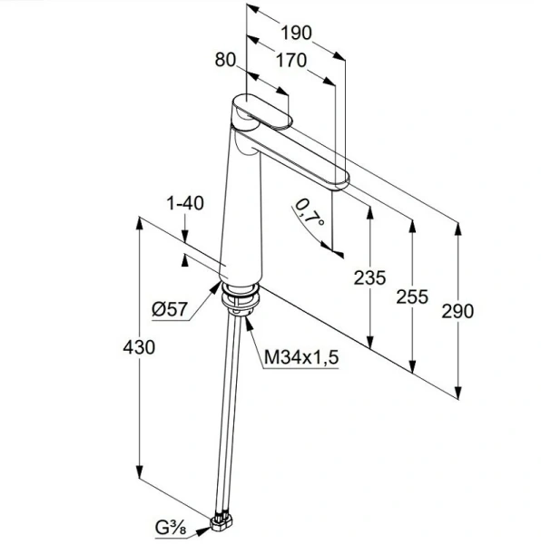 Смеситель для раковины Kludi Louva черный 242863975 (детальная фотография), для раковины