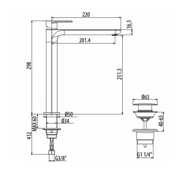 Смеситель для раковины Gattoni H2Omix7000 черный матовый 7007070NO (детальная фотография), для раковины