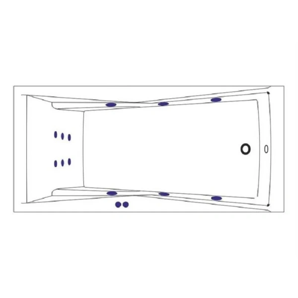 Ванна гидромассажная Whitecross Palace 0104.180080.100.LINE.GL, 180 x 80 см, форсунки золото (детальная фотография), современныe, hi-tech