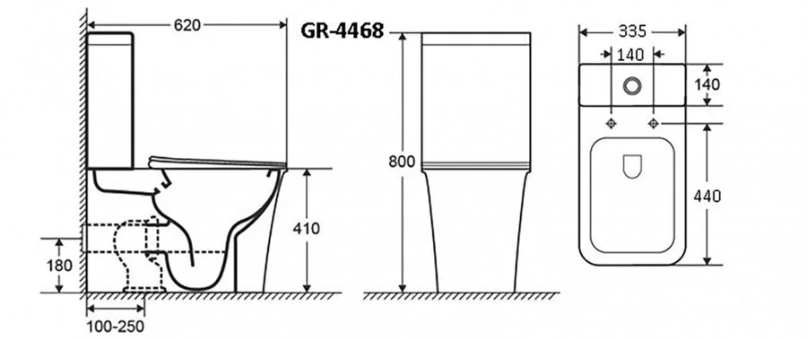 Унитаз компакт Grossman Galaxy белый GR-4468S (детальная фотография), современные, hi-tech