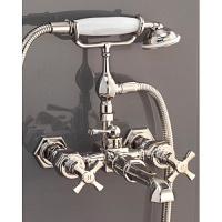 Смеситель для ванны с лейкой и шлангом, 2 отверстия, светлое золото, Devon&Devon Jubilee