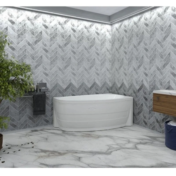 Акриловая ванна Радомир Орсини 1-01-0-2-1-032, 160 х 90 см, правая, с рамой-подставкой, белая (детальная фотография), асимметричные