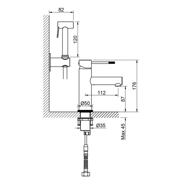 Смеситель с гигиеническим душем Timo Saona золото матовое 2360/17G (детальная фотография), для раковины