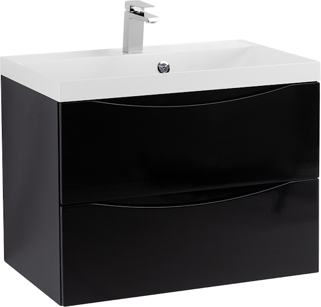 Тумба под раковину подвесная BelBagno Marino 60 см с двумя выкатными ящиками, nero lucido MARINO-600-2C-SO-NL-P (детальная фотография)