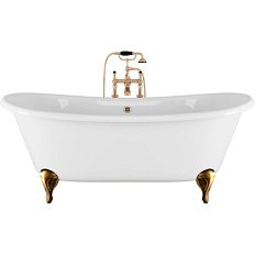 Ванна чугунная Devon & Devon Admiral 182х81 см без отверстий под смеситель, ножки латунь полированная