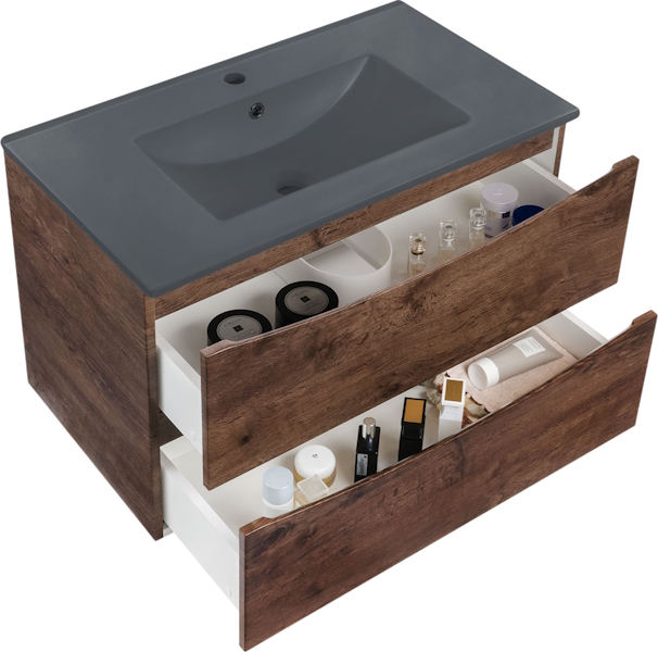 Тумба под раковину подвесная Vincea Mia 80,7 см R.Wood VMC-2MC800RW (детальная фотография), под дерево