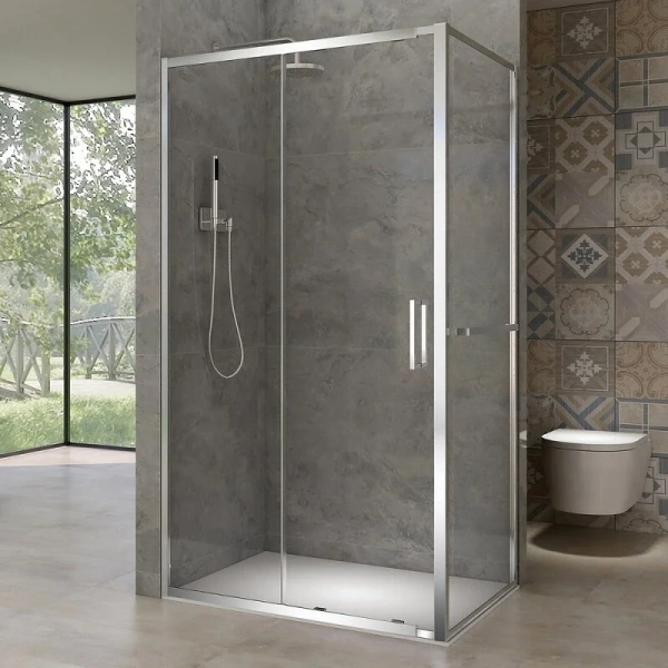 Душевой уголок Black&White Stellar Wind 7151100 + 720900 110x90 см профиль хром (детальная фотография), современные, hi-tech