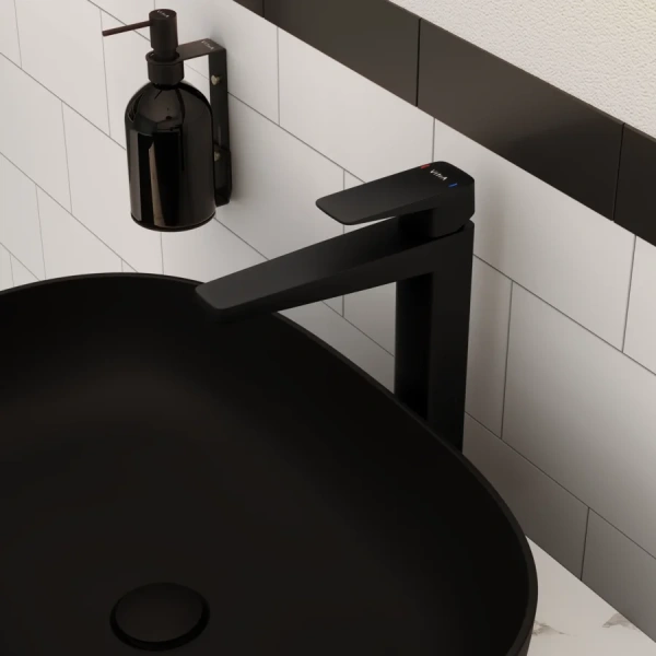Смеситель для раковины VitrA Root Square матовый черный A4273336EXP (детальная фотография), современные, hi-tech