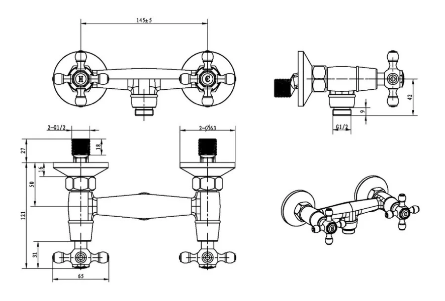 Смеситель для душа Boheme Royal Cristal хром 274-Royal/CRST (детальная фотография), для душа