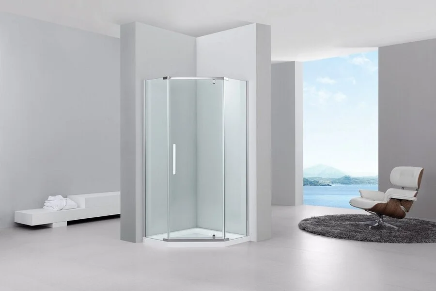 Душевой уголок Black&White Stellar Wind 100x100 см профиль хром, стекло прозрачное 3051010 (детальная фотография), хром