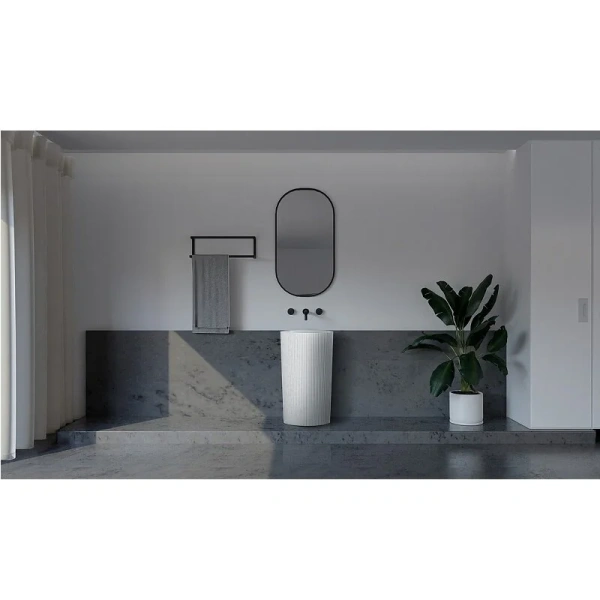 Раковина Abber Stein 50 см белая матовая AS2504-H (детальная фотография), круглой формы