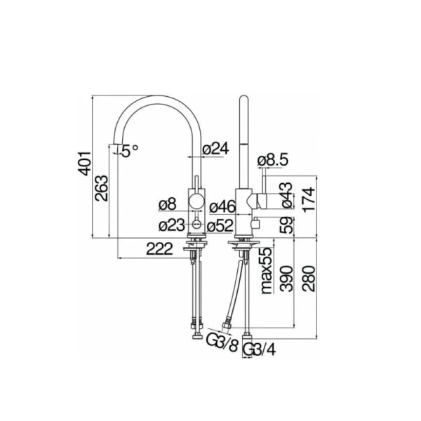 Смеситель для кухни Nobili Live хром LV00113/10CR (детальная фотография), для кухни
