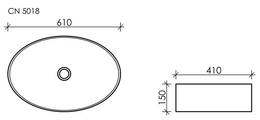 Раковина Ceramica Nova Element 61 см овальная CN5018 (детальная фотография), одинарные