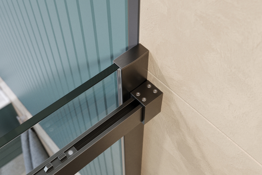 Душевая дверь в нишу BelBagno Soft Close 130 см профиль оружейная сталь SOFT_CLOSE-2-BF-1-130-C-GM (детальная фотография), недорогие, в нишу, стеклянные