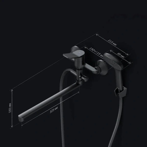 Смеситель для ванны Am.Pm X-Joy черный F85A90122 (детальная фотография), современные, hi-tech