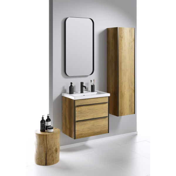 Тумба под раковину подвесная Aqwella Fargo 60 см дуб балтийский FRG0106DB (детальная фотография), подвесная, пристенная