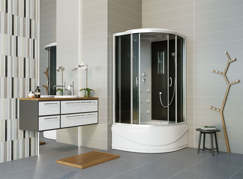 Душевая кабина Erlit Comfort ER3509TPF-C 90х90 см угловая (детальная фотография), хромированный профиль