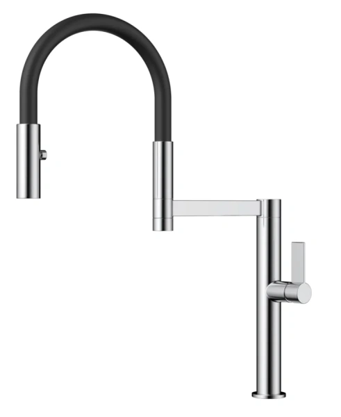 Смеситель для кухни Omoikiri Osaka-BN-WH нержавеющая сталь/белый 4994305 (детальная фотография), современные, hi-tech