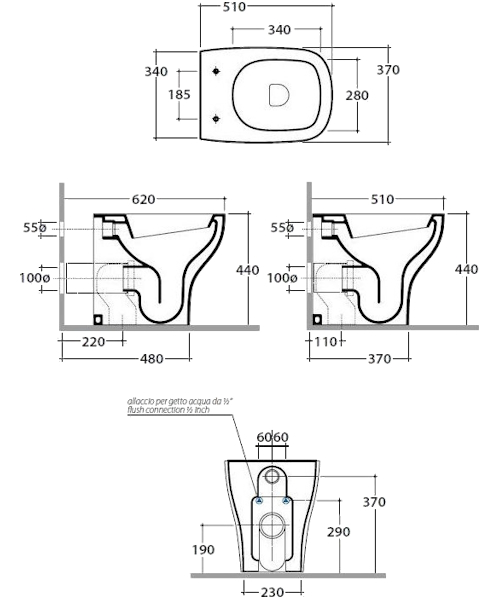 Схема (детальная фотография), без бачка, со скрытым бачком