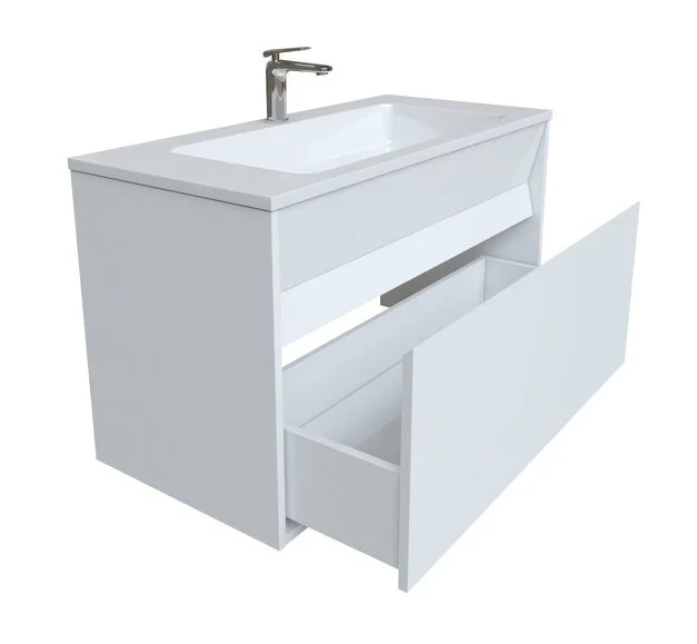 Тумба с раковиной подвесная IDDIS Esper 100 см с ящиком ESP10W0i95K (детальная фотография), подвесная, пристенная