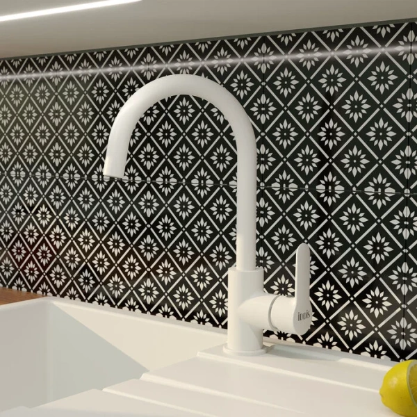 Смеситель для кухни IDDIS Cuba белый CU6WTJ0i05 (детальная фотография), современные, hi-tech