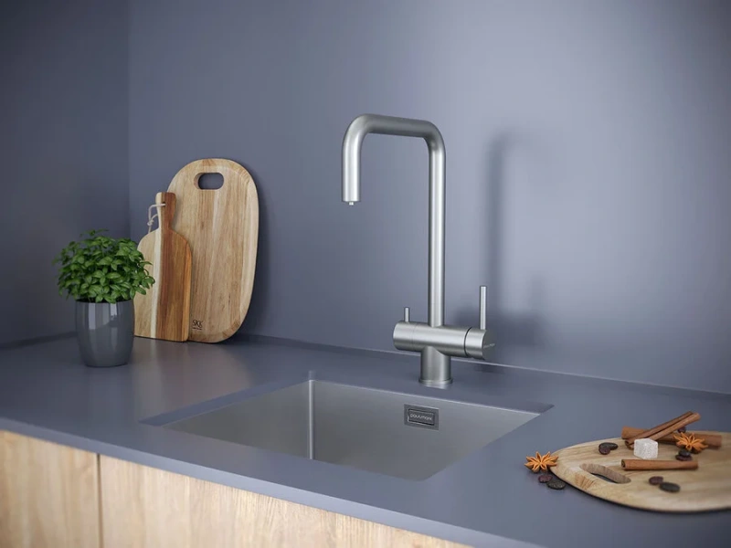 Смеситель для кухни Paulmark Wetter We213030 с поворотным изливом (детальная фотография), матовый хром, золото, белые, черные