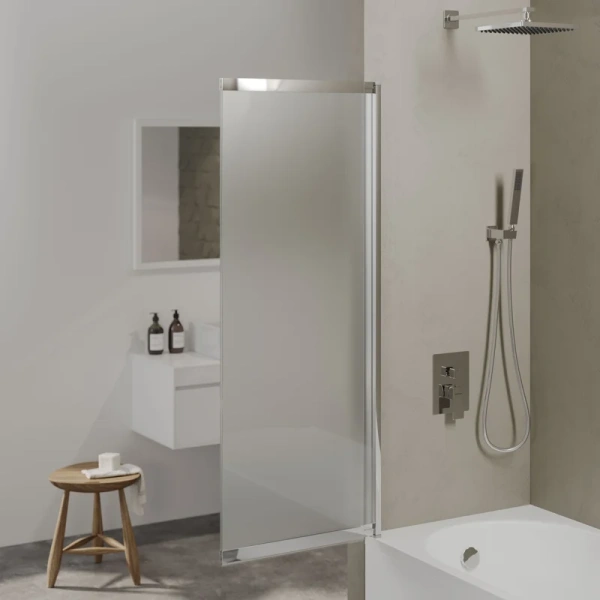 Шторка для ванны Berges River S Slider 98х145 см матовое стекло, профиль хром 065021 (детальная фотография), современные, hi-tech