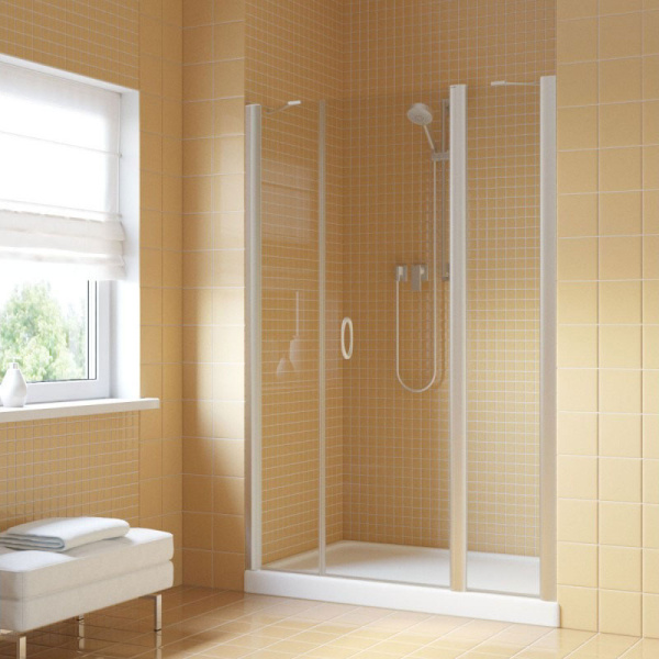 Душевая дверь профиль матовый хром стекло прозрачное Vegas-glass EP-2F 150 07 01 R (детальная фотография)