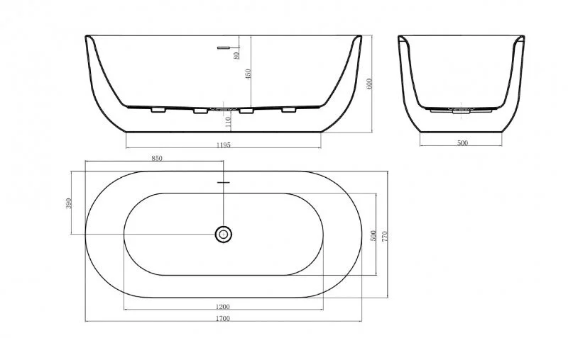 Ванна акриловая BelBagno 170x77 см отдельностоящая BB706-1700-770 (детальная фотография), акриловые