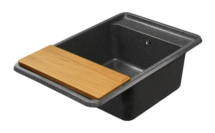 Мойка для кухни Акватон Беллис 78 см графит 1A725032BS210 (детальная фотография), с крылом