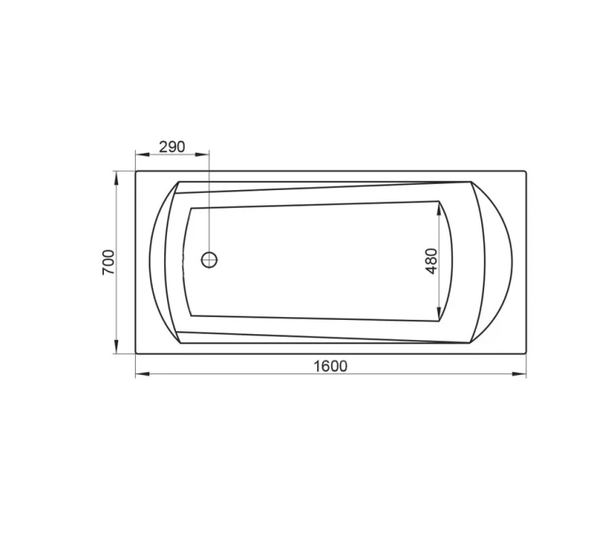 Ванна акриловая Ravak Domino 160х70 см белая C621000000 (детальная фотография), современныe, hi-tech