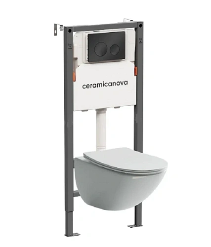 Унитаз с инсталляцией Ceramica Nova Mono кнопка черная матовая - фото 1