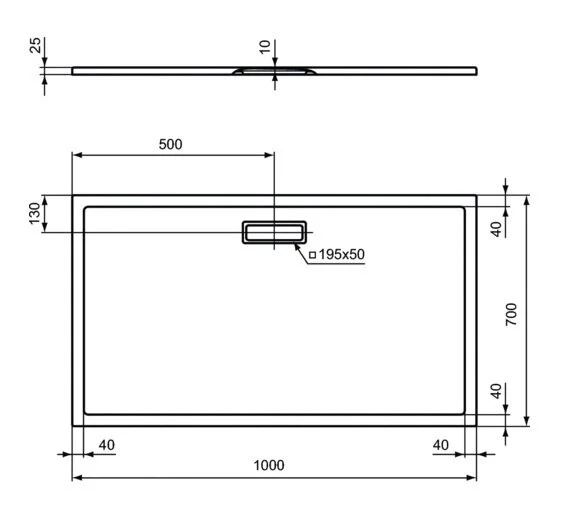 Душевой поддон Ideal Standard Ultraflat New T4475 100x70 см акриловый (детальная фотография), низкие до 15 см