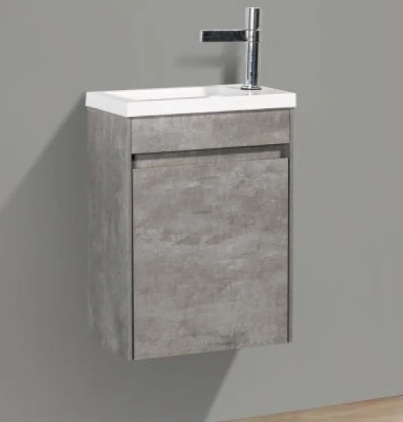 Тумба под раковину подвесная Belbagno Pietra Mini 40 см левосторонняя, stucco cemento PIETRA MINI-400-1A-SO-SCM-L (детальная фотография)