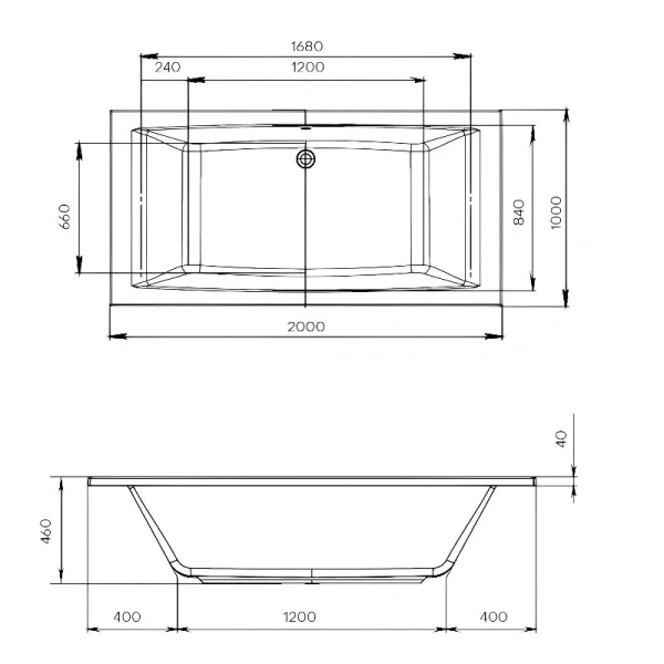 Ванна акриловая 1MarKa Aelita 01аэ2010кс2+, 200 x 100 см, цвет белый (детальная фотография), акриловые